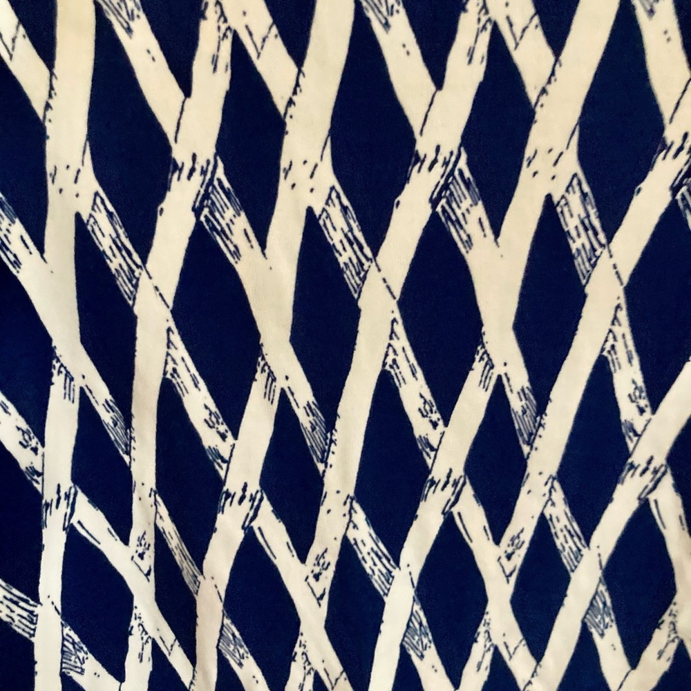 J McLaughlin Navy & White Bamboo Trellis Print Pencil Skirt Resort Luxury EUC - Picture 5 of 12